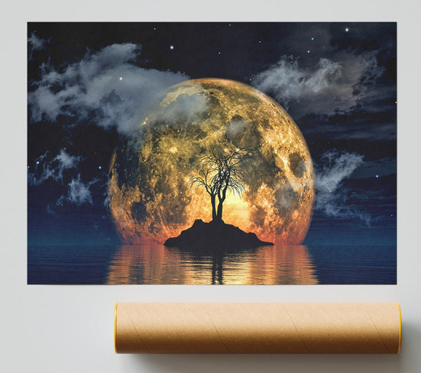 Fire Sun Tree Poster
