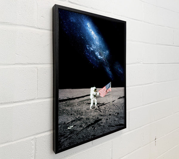 Astronaut And The American Flag On The Moon