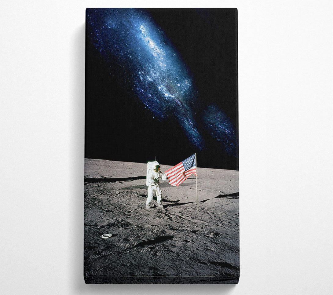  A Canvas Print of Astronaut And The American Flag On The Moon Canvas Wall Art