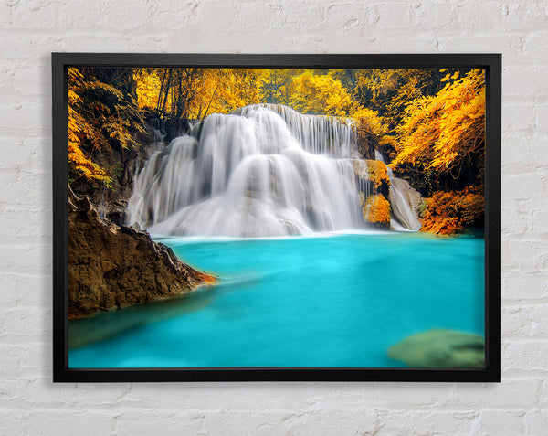 Yellow Trees Around The Blue Waters Framed Print