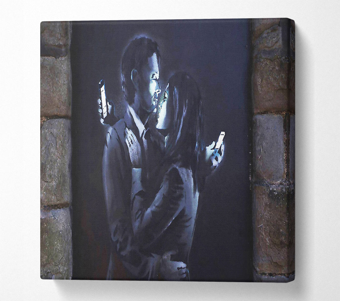  A Canvas Print of Banksy Phones Canvas Print