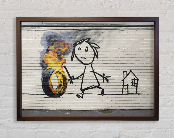 Banksy Fire tyre Framed Print