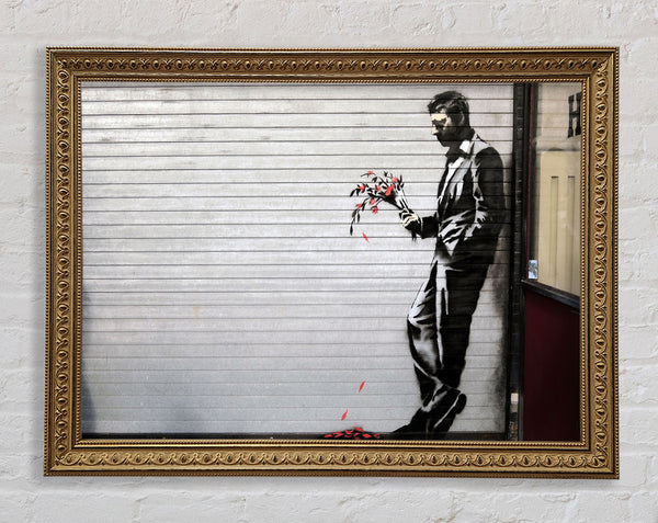 Banksy Flowers man Framed Print
