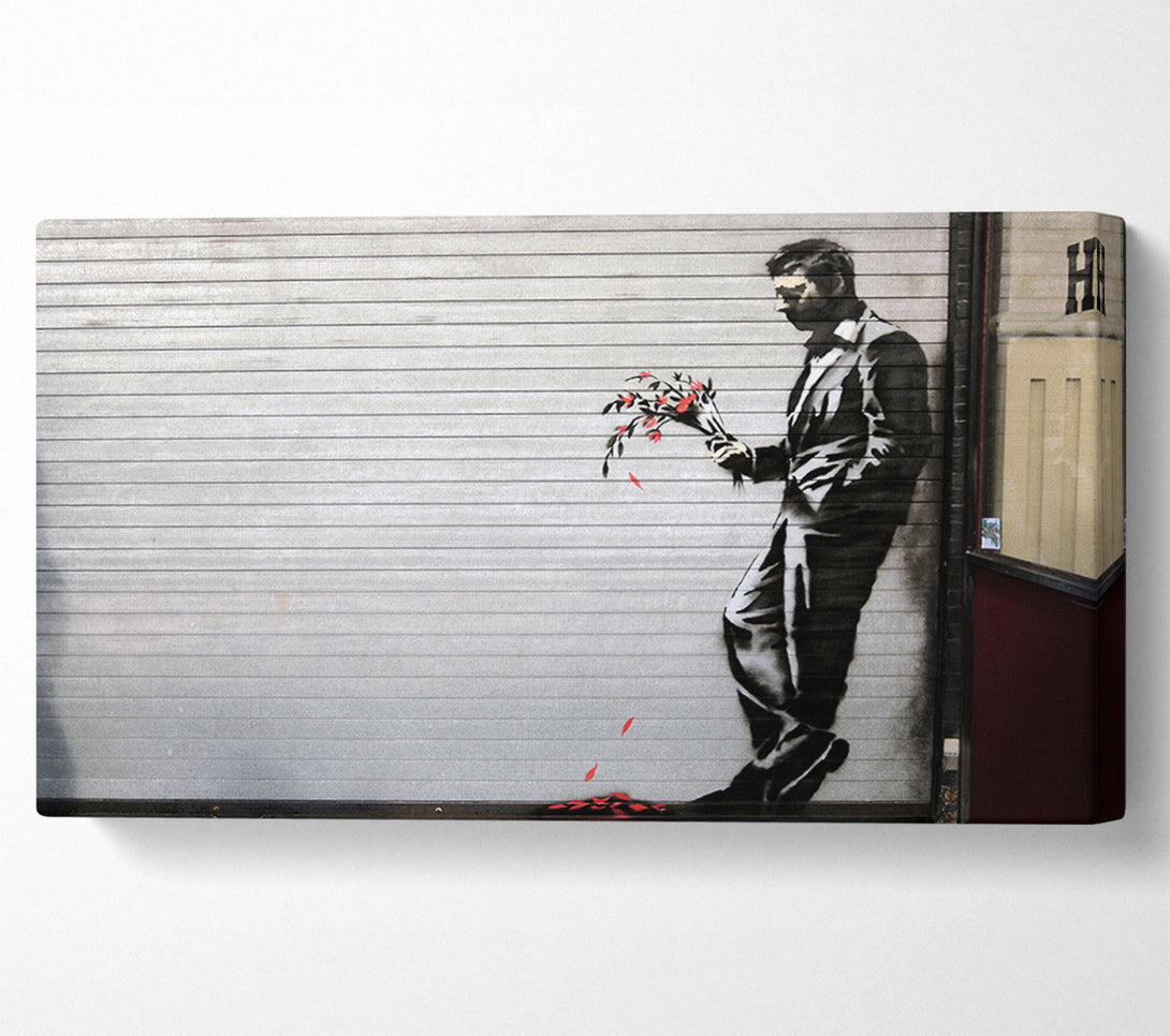  A Canvas Print of Banksy Flowers Man Canvas Art