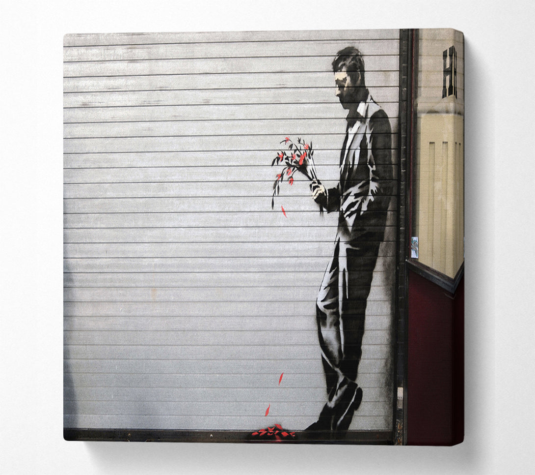  A Canvas Print of Banksy Flowers Man Canvas Art