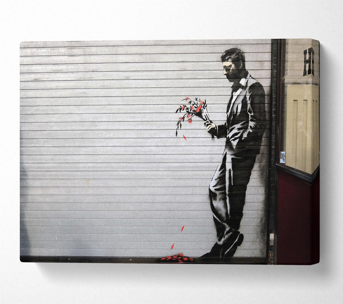  A Canvas Print of Banksy Flowers Man Canvas Art