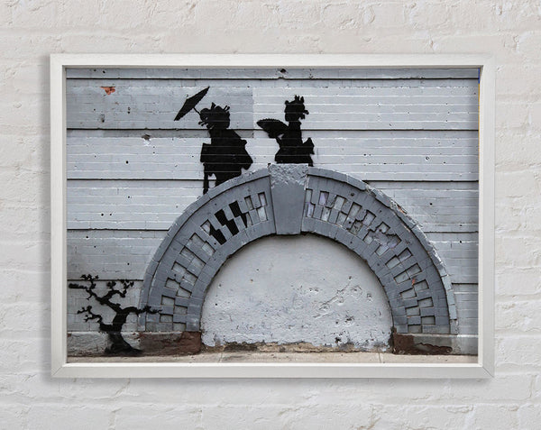Banksy Geisha Bridge Framed Print
