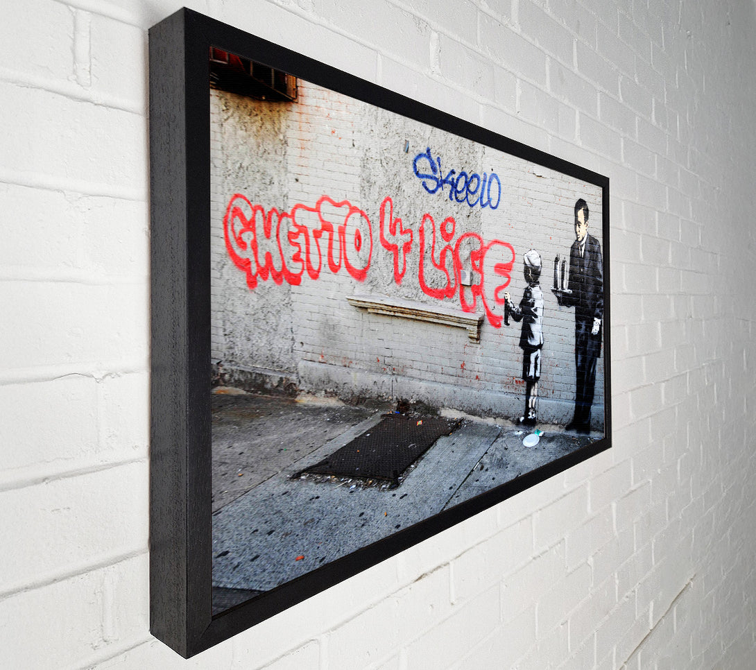  A Canvas Print of Banksy Ghetto For Life Canvas Print