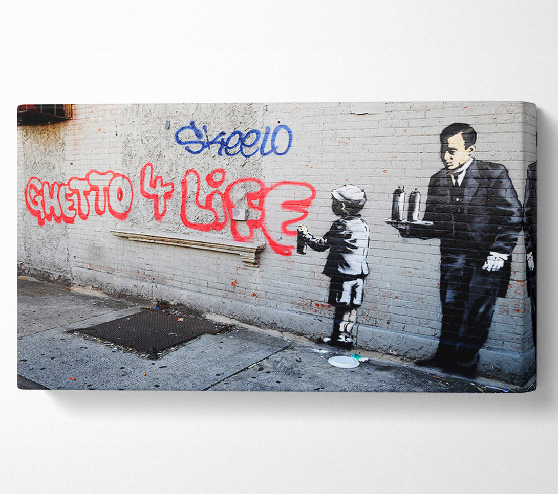  A Canvas Print of Banksy Ghetto For Life Canvas Print