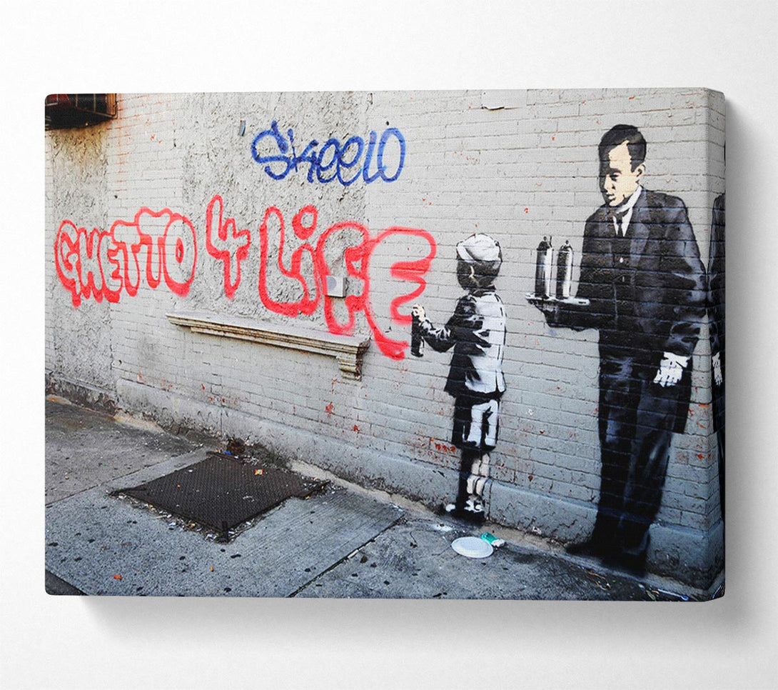  A Canvas Print of Banksy Ghetto For Life Canvas Print