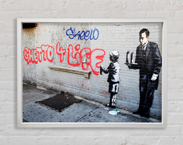 Banksy Ghetto for life Framed Print
