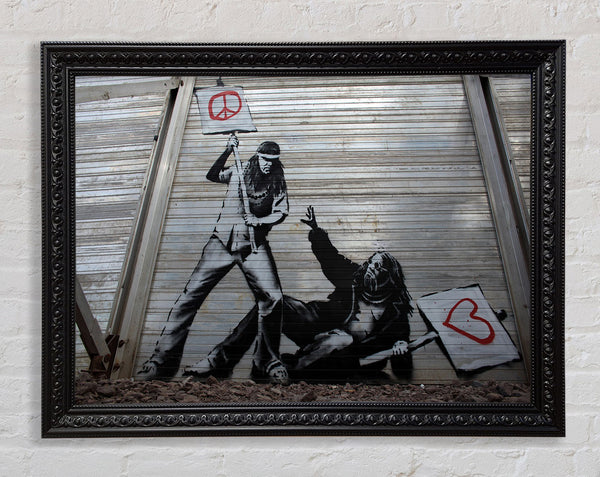 Banksy Drinking Cherub Framed Print