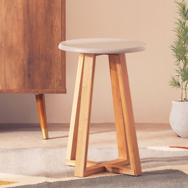 Viborg Grey Bamboo Round Stool