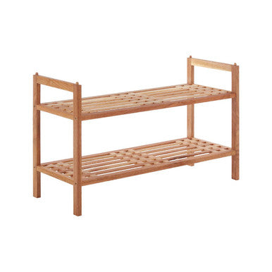 Arla 2 Tier Stackable Walnut Wood Shoe R