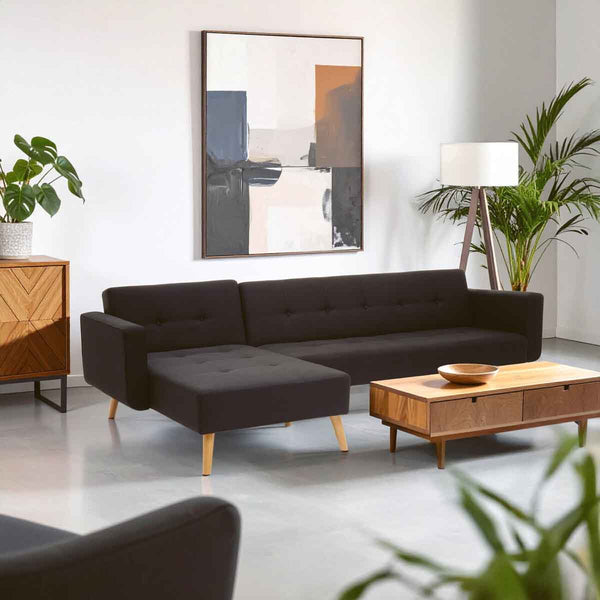 Hansa Hagen Black Large Corner Sofa Bed