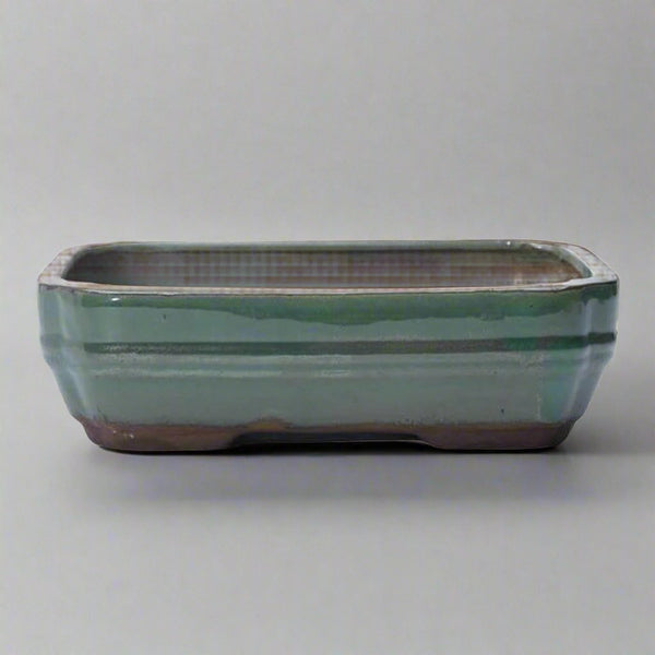 26cm Glazed Bonsai Pot | Rectangle | 26cm x 20cm x 6cm | Green