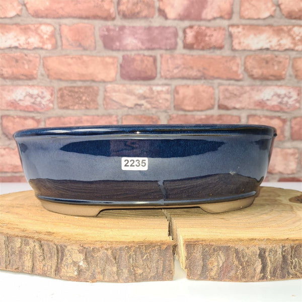 27cm Glazed Bonsai Pot | Oval | 27cm x 21cm x 8cm | Blue
