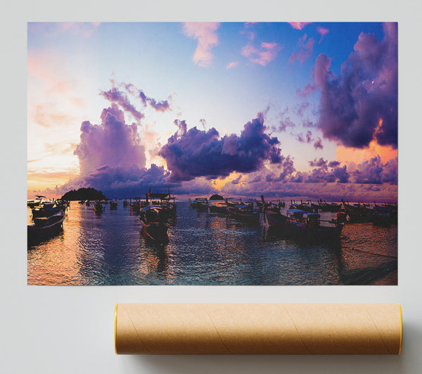 Purple Clouds River Giclee Print