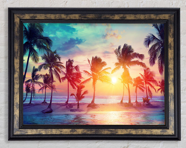 Hawaii Sunset sea Framed Print