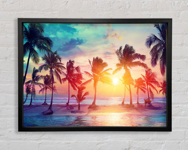 Hawaii Sunset sea Framed Print