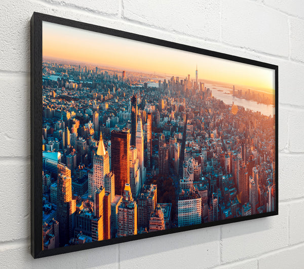 Aerial city sunset dream