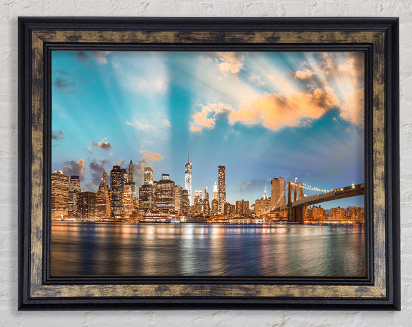 New york deep blue skies Framed Print
