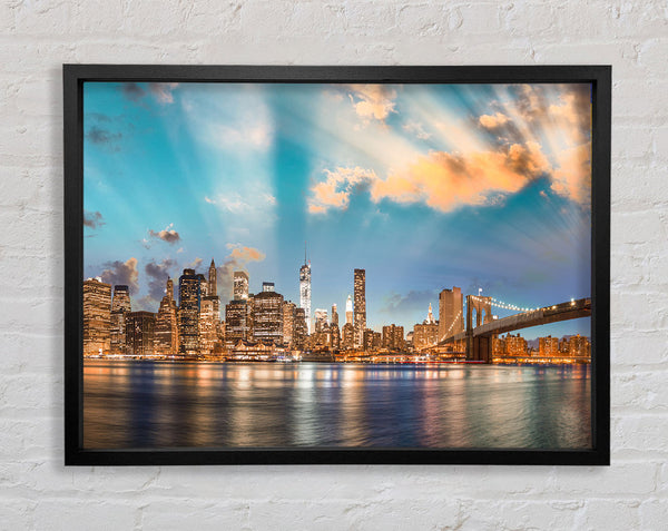 New york deep blue skies Framed Print