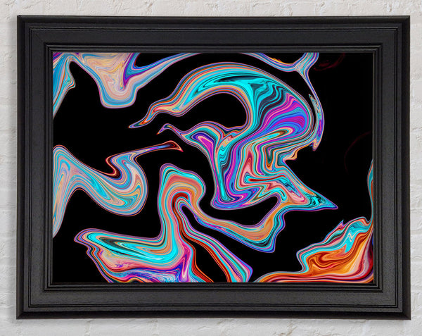 Neon Paints on black Framed Print
