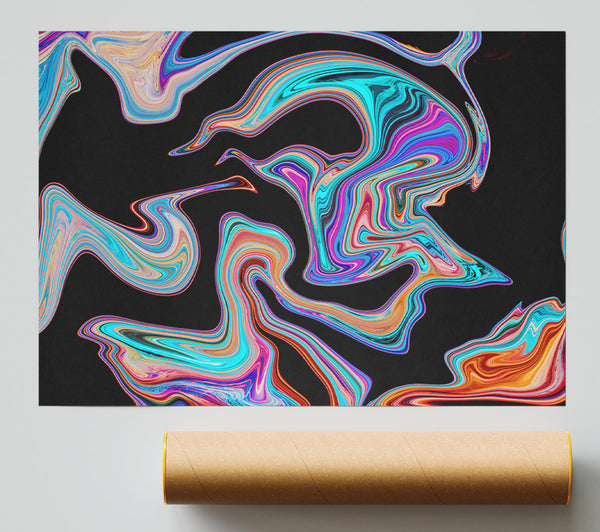 Neon Paints On Black Print