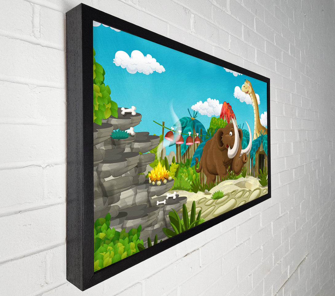  A Canvas Print of Mammoth and dinosaur Canvas Wall Art