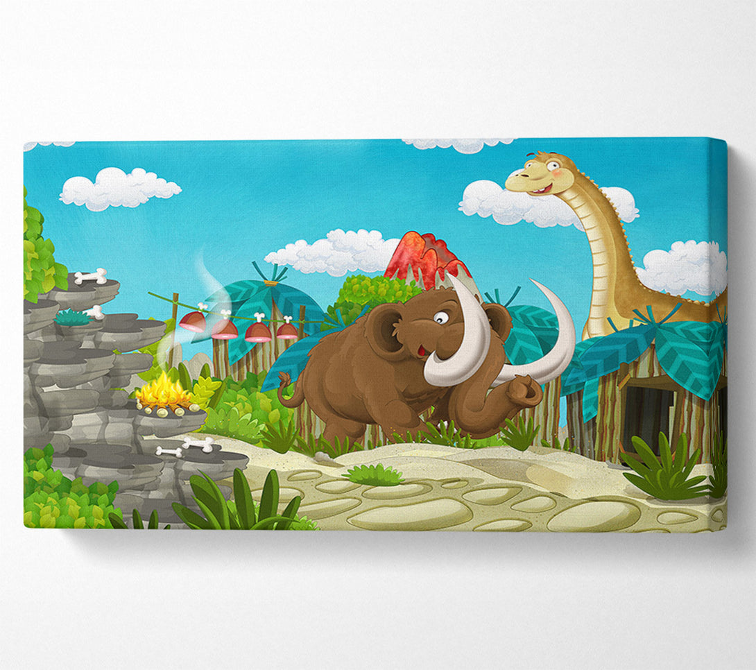  A Canvas Print of Mammoth and dinosaur Canvas Wall Art