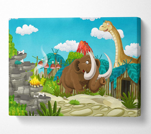  A Canvas Print of Mammoth and dinosaur Canvas Wall Art