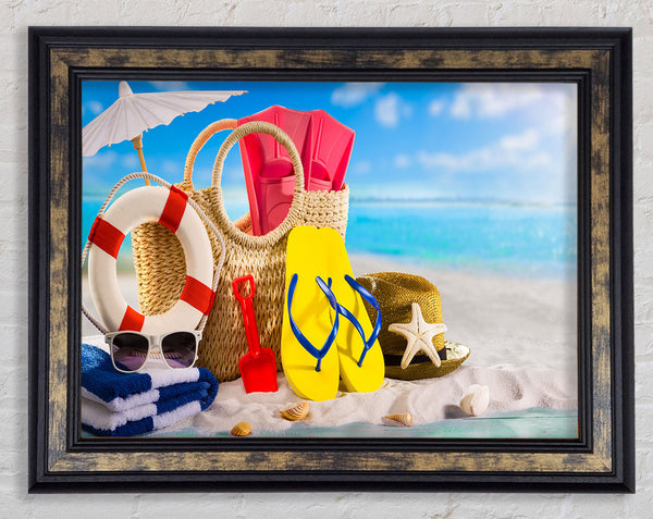 On the beach fun Framed Print