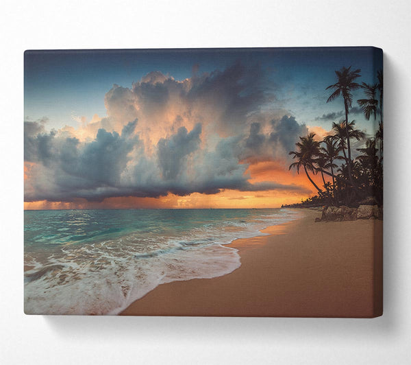  A Canvas Print of Grey Clouds on the beach Canvas Print