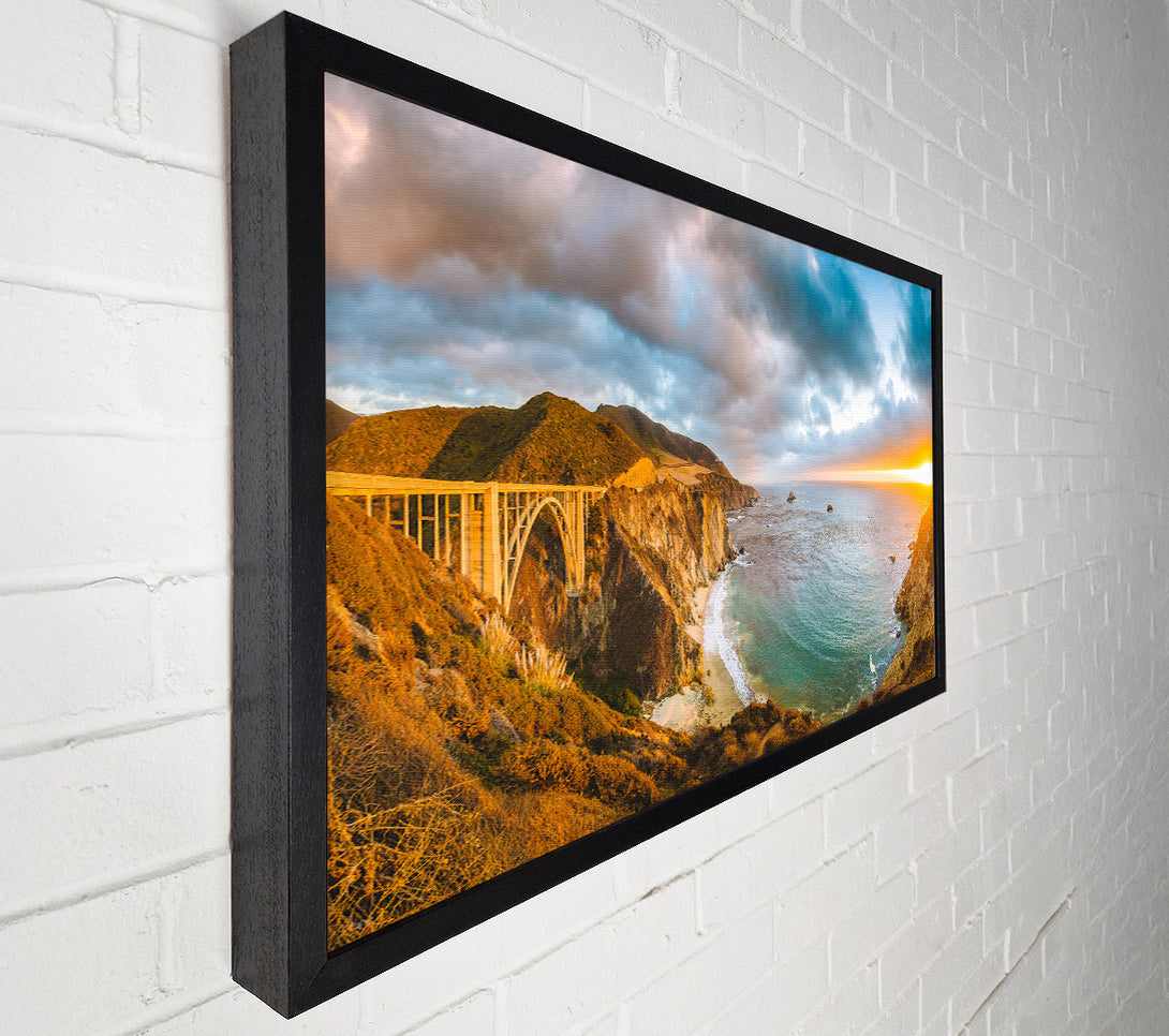  A Canvas Print of Bridge over the cliffs and cove Canvas Print
