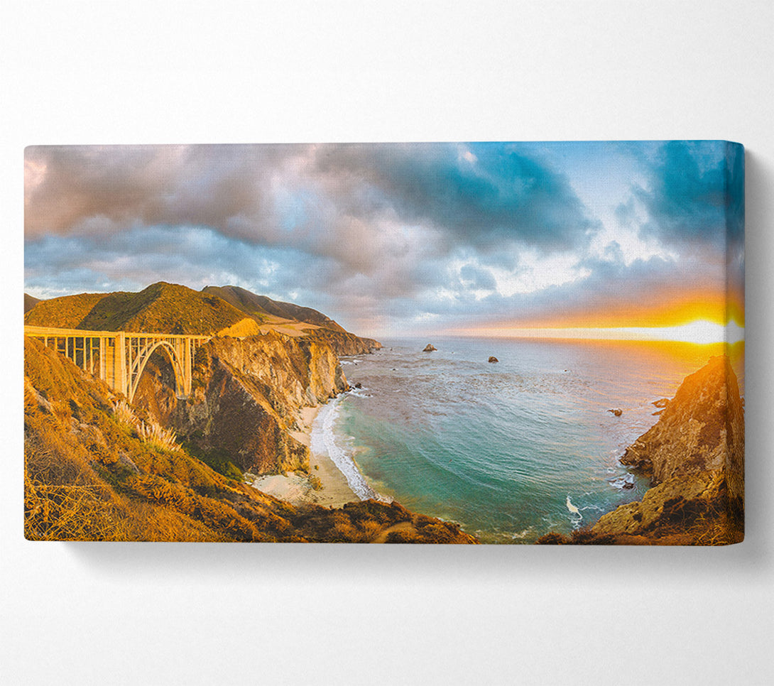  A Canvas Print of Bridge over the cliffs and cove Canvas Print
