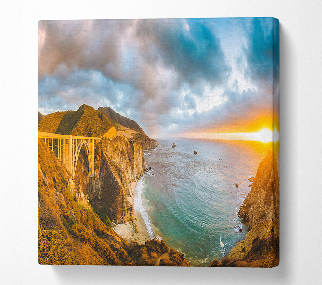  A Canvas Print of Bridge over the cliffs and cove Canvas Print