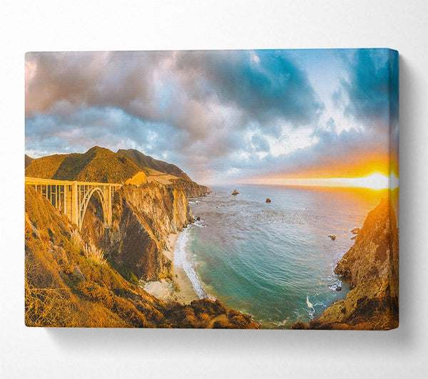  A Canvas Print of Bridge over the cliffs and cove Canvas Print