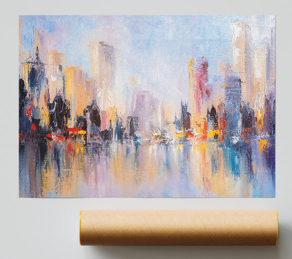City In Acrylic Paints Poster