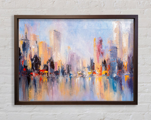 City in acrylic paints Framed Print