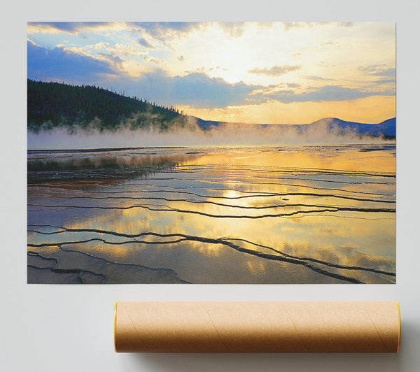 Frozen Lake Sunset Poster