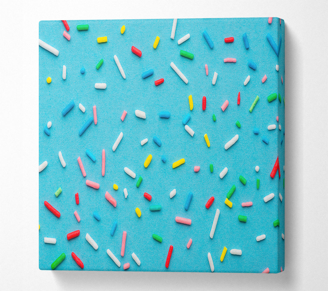  A Canvas Print of Hundreds and thousands on blue Canvas Wall Art