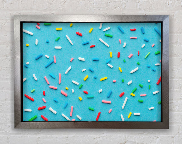 Hundreds and thousands on blue Framed Print