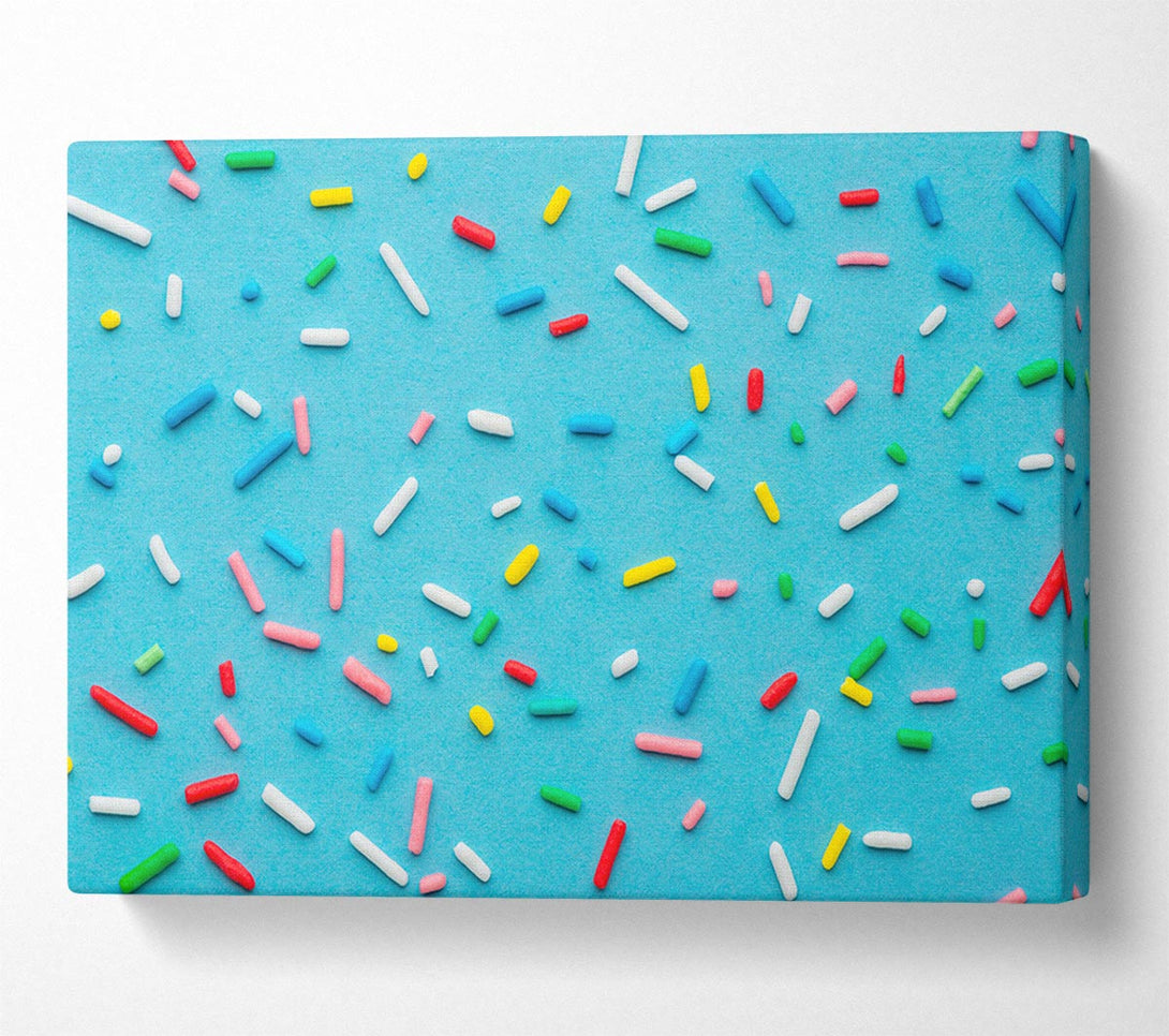  A Canvas Print of Hundreds and thousands on blue Canvas Wall Art