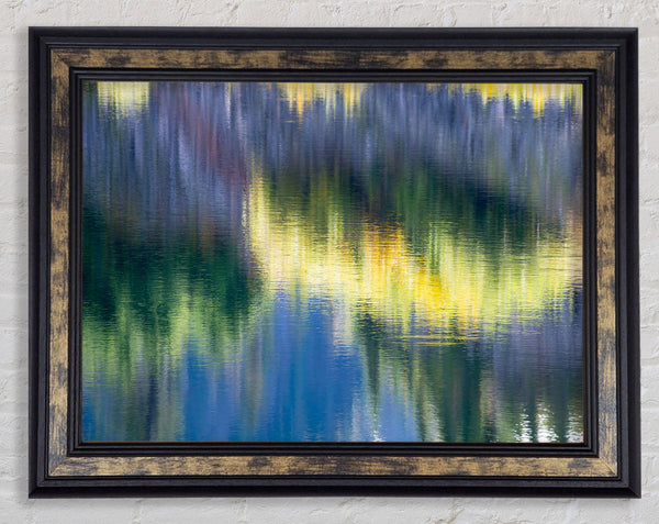 Green and blue reflections staggered Framed Print