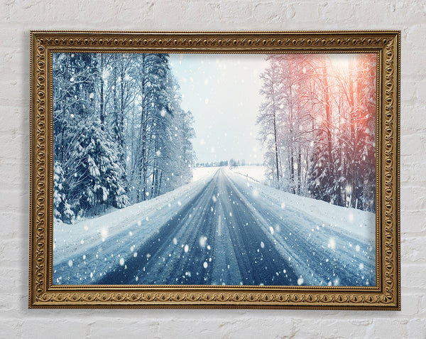 Icy British roads Framed Print