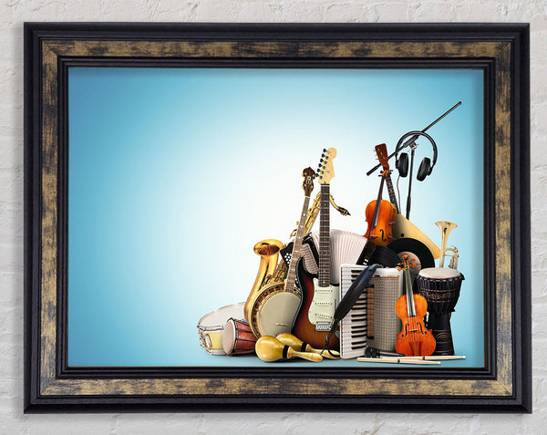 Musical instruments band Framed Print