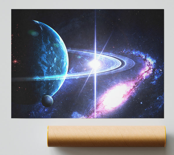 Planet Rings In Space Poster