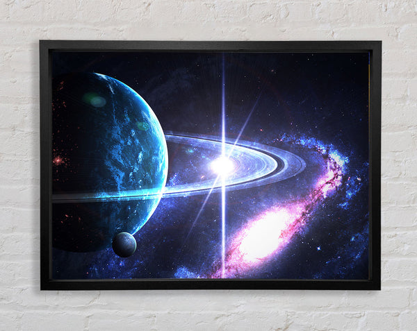 Planet rings in space Framed Print