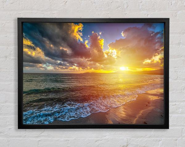 Sunset on the beach of essex Framed Print